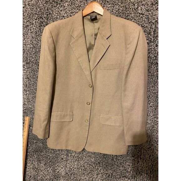 Claiborne Men's Beige Blazer Suit Jacket Size 40 Fabric Woven in Italy - Picture 1 of 10